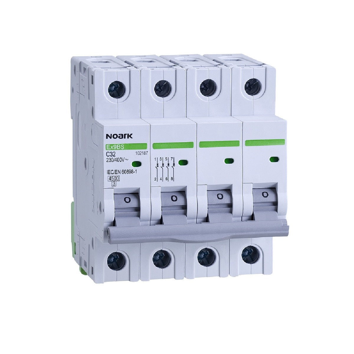 Intrerupator automat trifazat, siguranta curent alternativ, 4P, 6A, Noark, Ex9BS